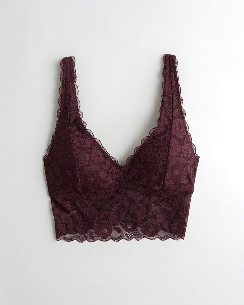 Bralette Hollister Donna Ultra Longline Trianglelette With Removable Pads Bordeaux Italia (977JUMPR)